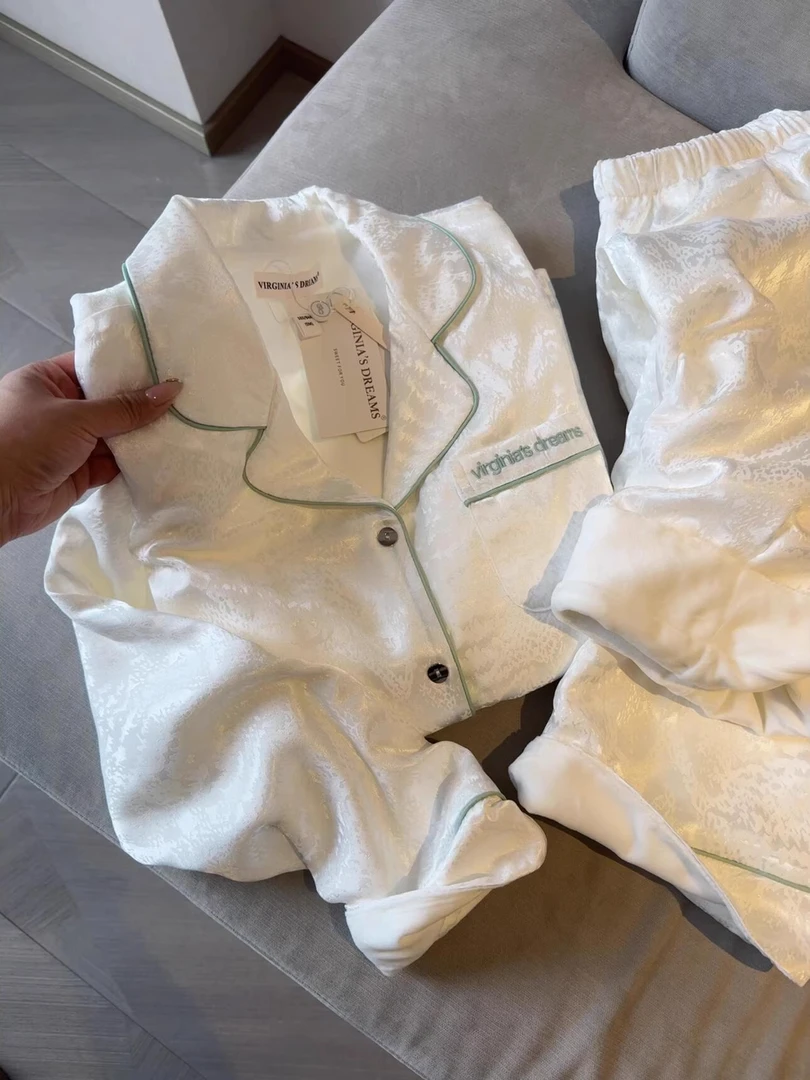 韩系简约高级感轻奢冰丝加绒睡衣女秋冬季大码长裤长袖家居服套装