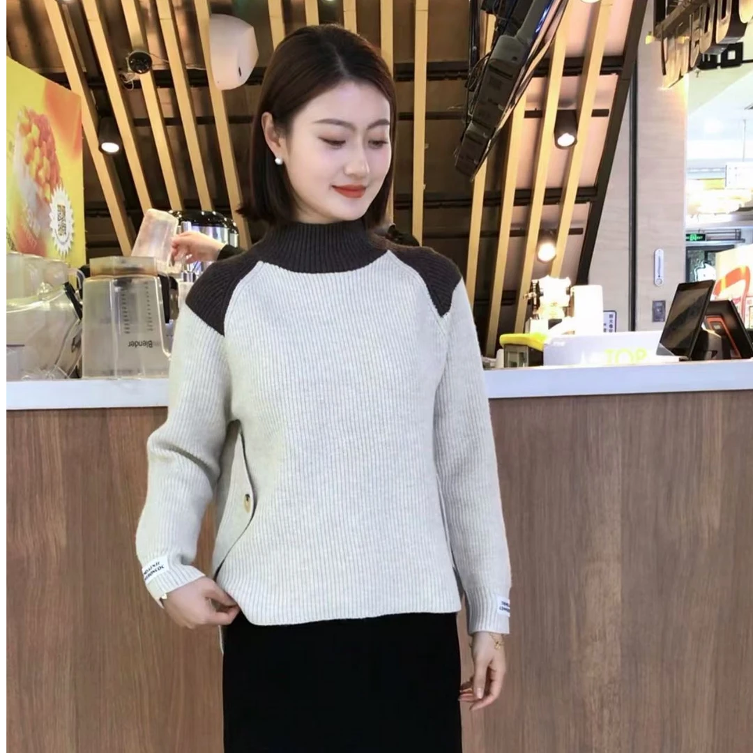 2025新款洋气慵懒加厚半高领针织打底衫