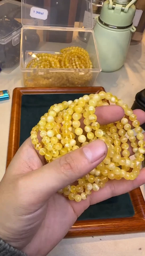 【闪购商品】蜜蜡手链未镶嵌蜜蜡金白6mm多样性发其一