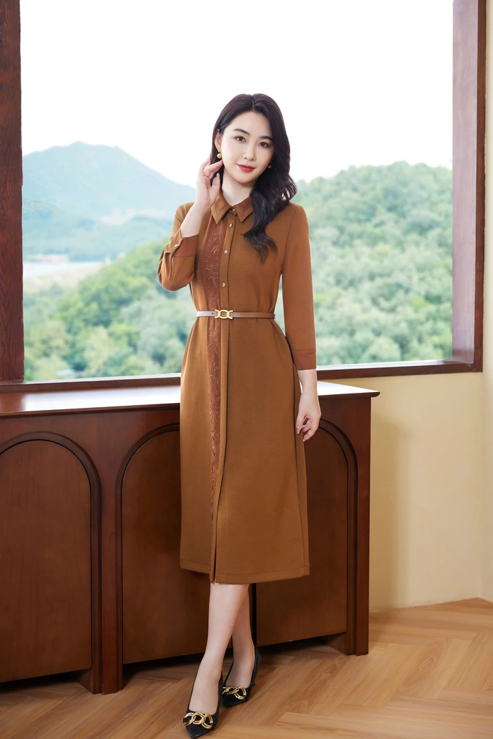 【七景超级太太】2025秋冬时尚长款气质宽松连衣裙  SL23232