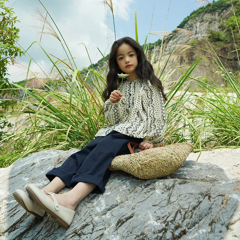 布丁哈鲁【黑森林 】2024女童秋款森系碎花套装娃娃衫G43SN319