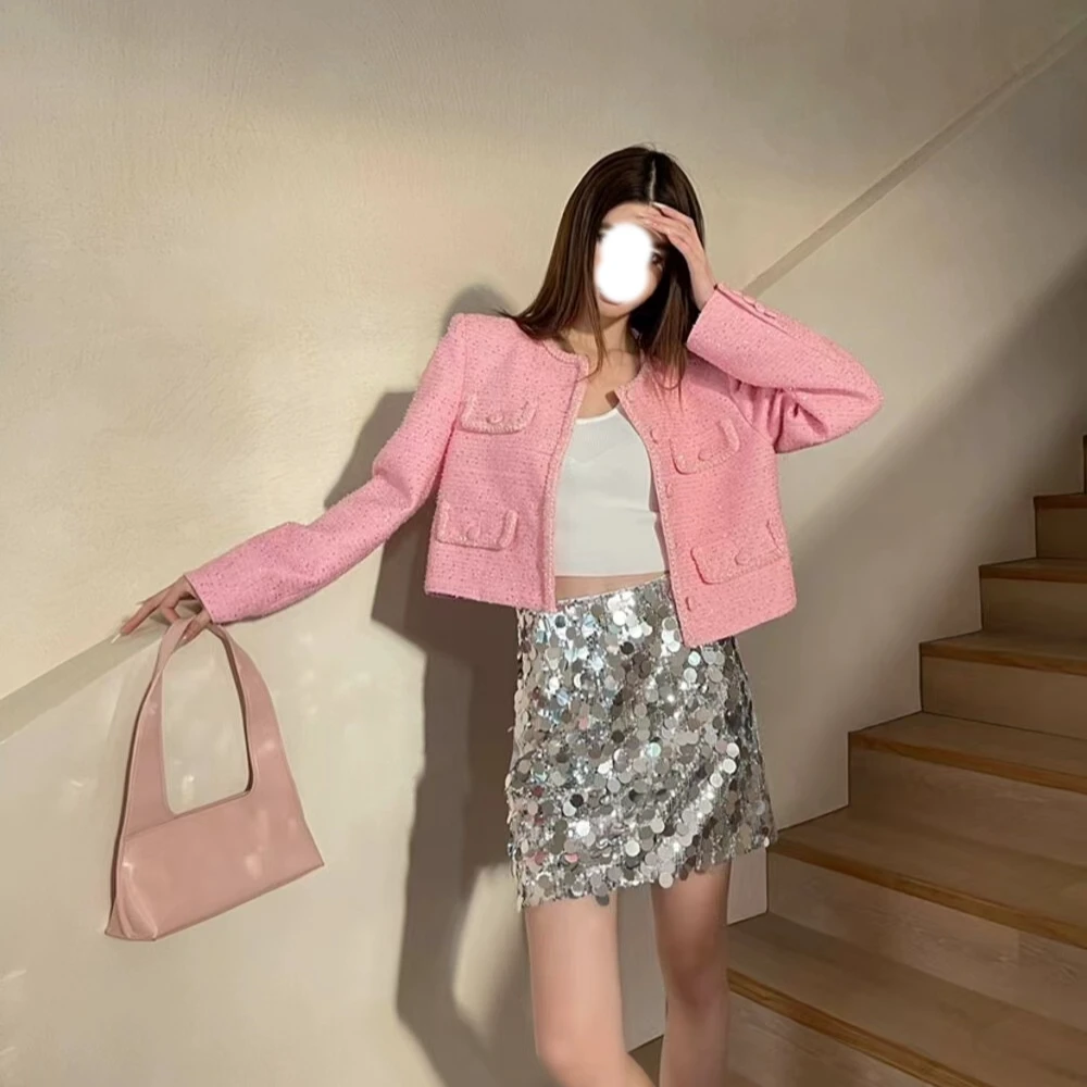 68930上衣女外套秋季女小香风气质白色短款时尚百搭