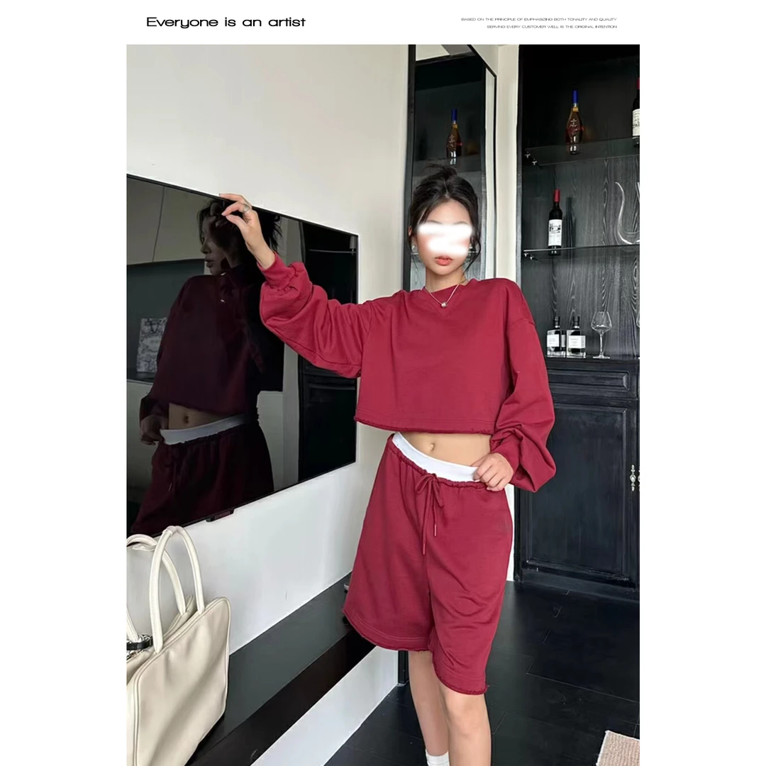 87870-1圆领短款上衣显瘦遮肉美式辣妹卫衣