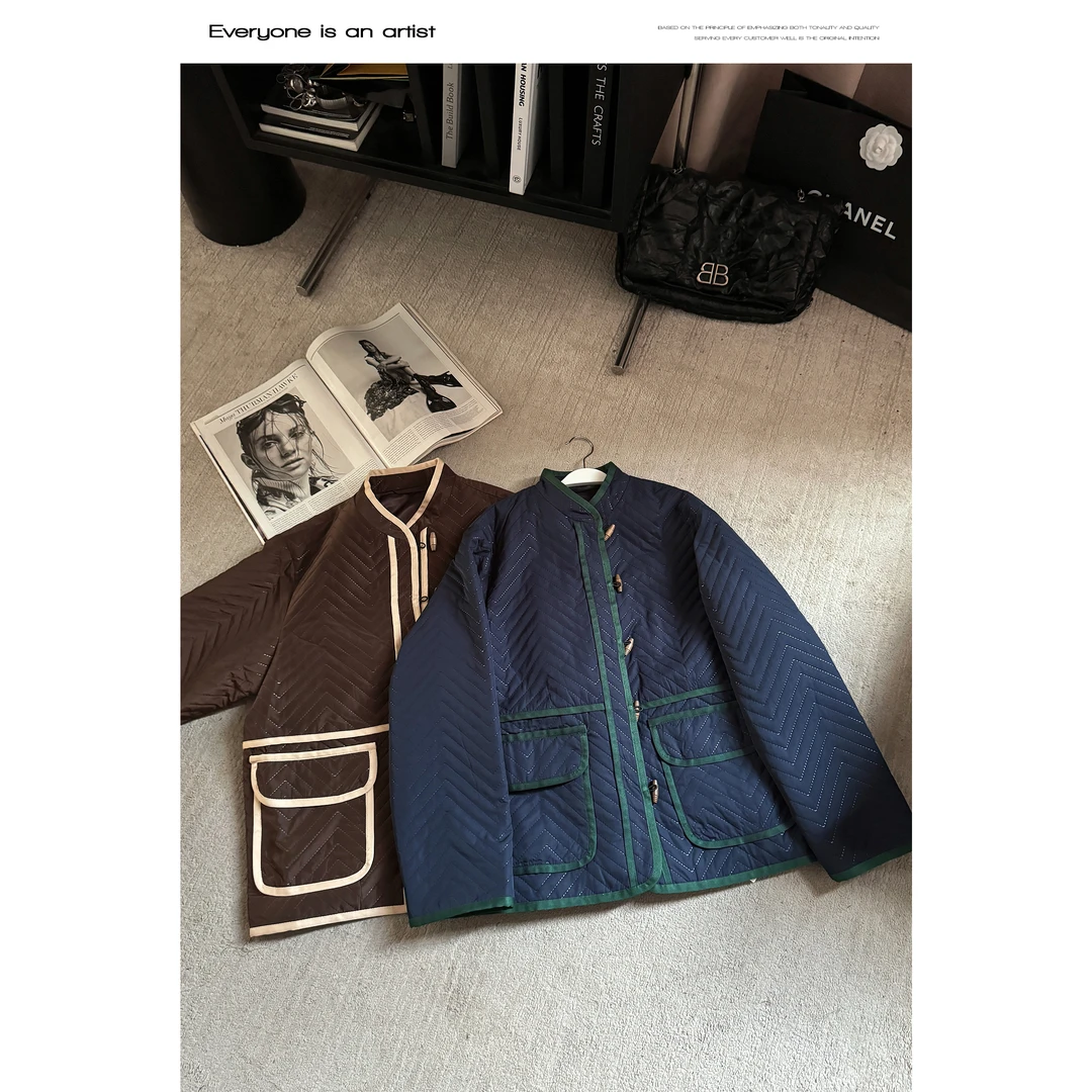 88036门襟撞色休闲棒球服外套早春款