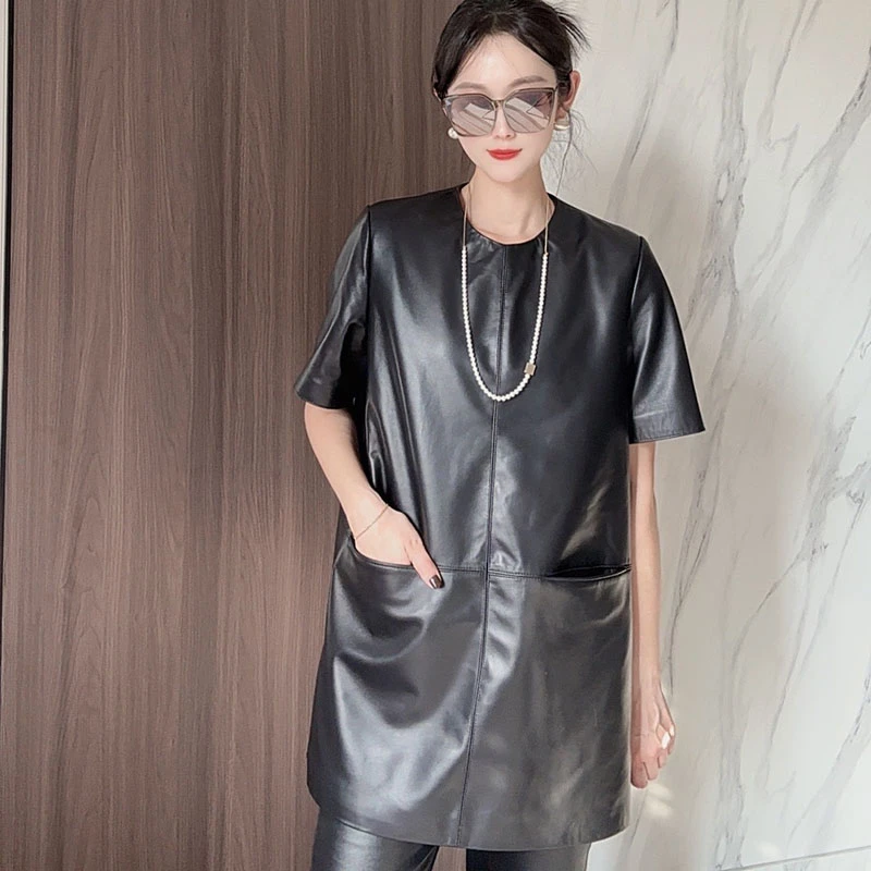 2025早春新款黑色连衣裙中长款包臀皮裙减龄气质名媛小黑裙24113