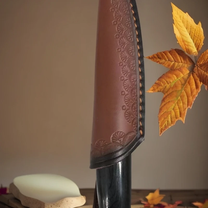 高硬度多功能户外刀黑檀木手把便携露营水果刀