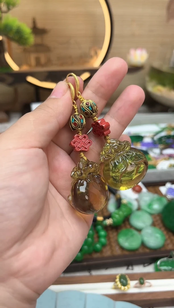 【闪购商品】金珀耳饰未镶嵌耳饰1478