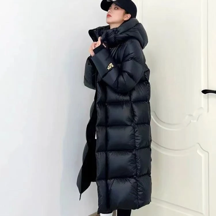 时尚款新款黑金羽绒服男女长款过膝加厚2023冬季新款羽绒服羽绒衣