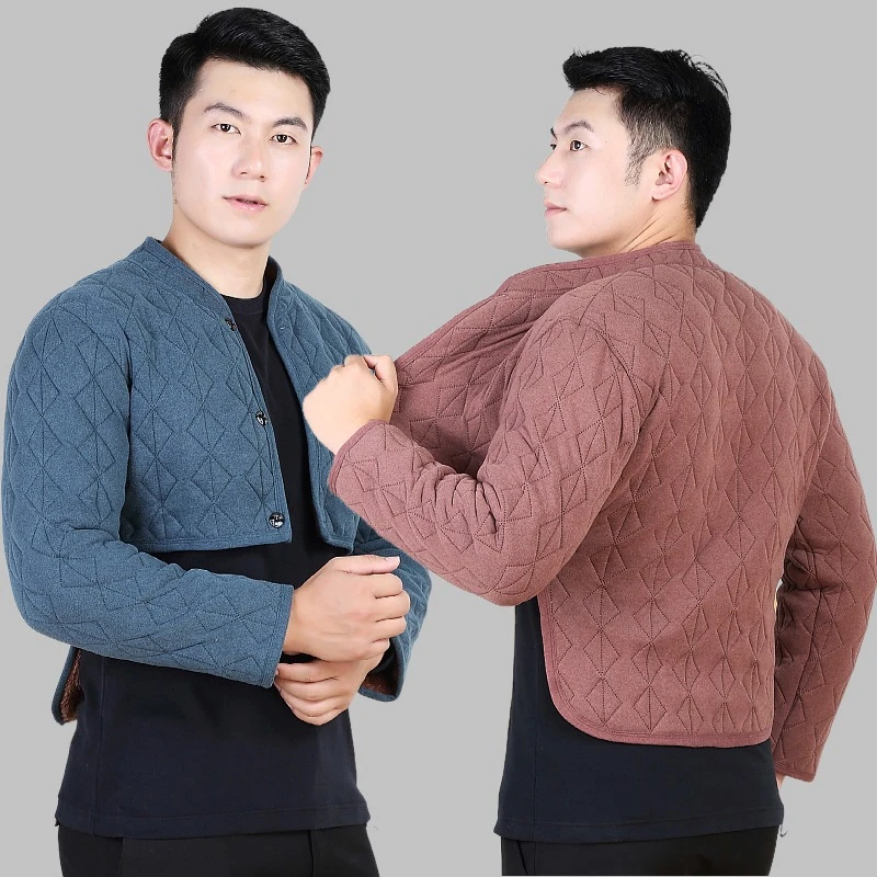 德绒护肩秋冬装男士颈椎长袖披肩加绒护腰护肩颈背部持久保暖坎肩