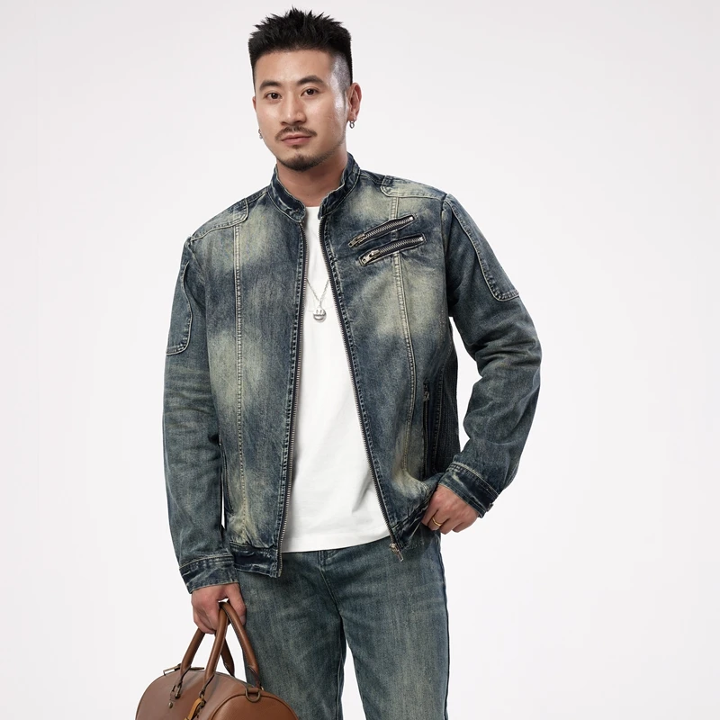 2023秋季新款牛仔外套复古怀旧机车风男士潮牌百搭爆款牛仔衣夹克