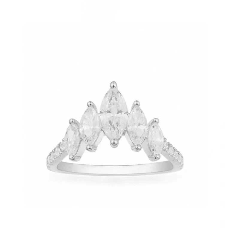 合金合成锆石戒指 冠形水滴戒指AM12781