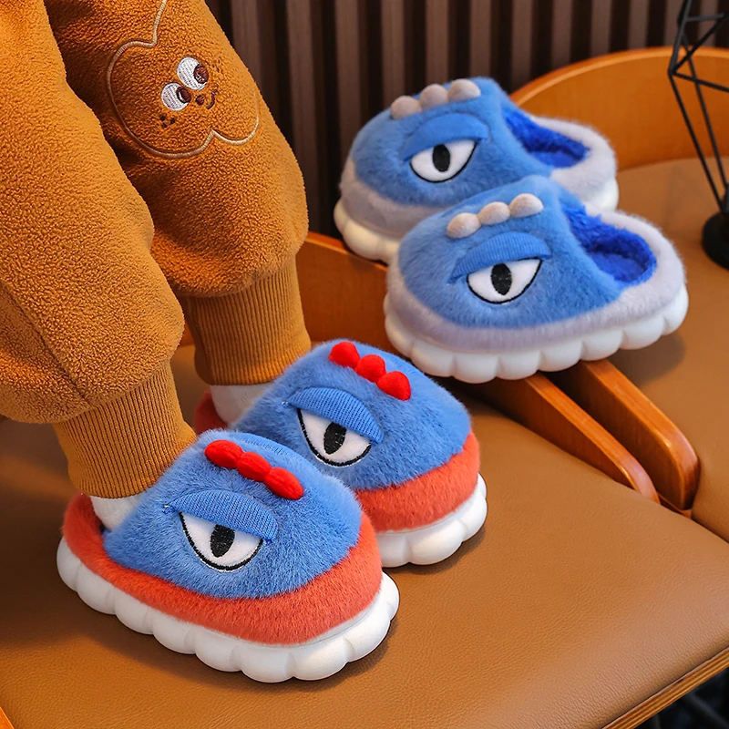 恐龙儿童棉拖鞋男童冬季家居保暖宝宝拖鞋厚底防滑棉拖鞋爆款推荐