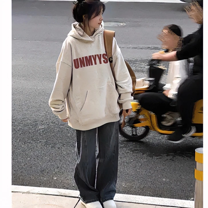 美式连帽韩版常规380克ins秋冬加厚卫衣女宽松外套秋冬季百搭高街