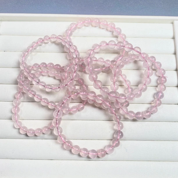 精品净体天然莫粉六芒星光粉晶单圈手串（多样性发一）