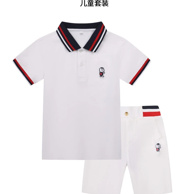 (507+702)萌萌龟夏季短袖童装休闲中大童洋气polo衫两件套套装