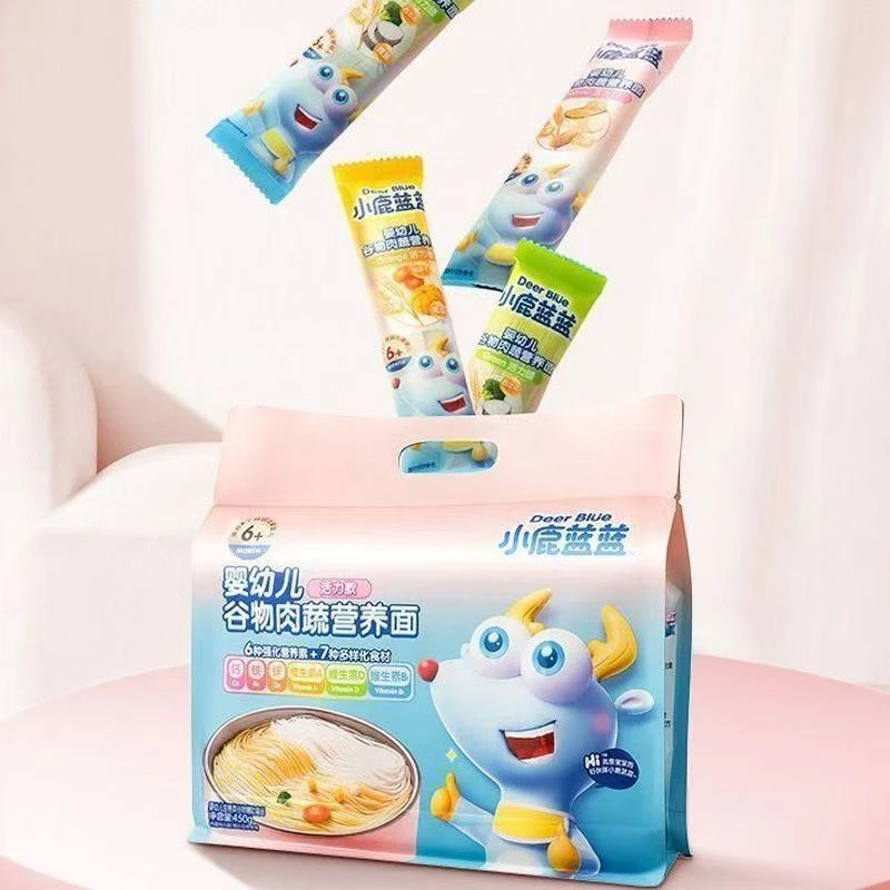 小鹿蓝蓝谷蔬面条儿童早餐营养面谷物肉蔬菜面麦香原味独立装450g