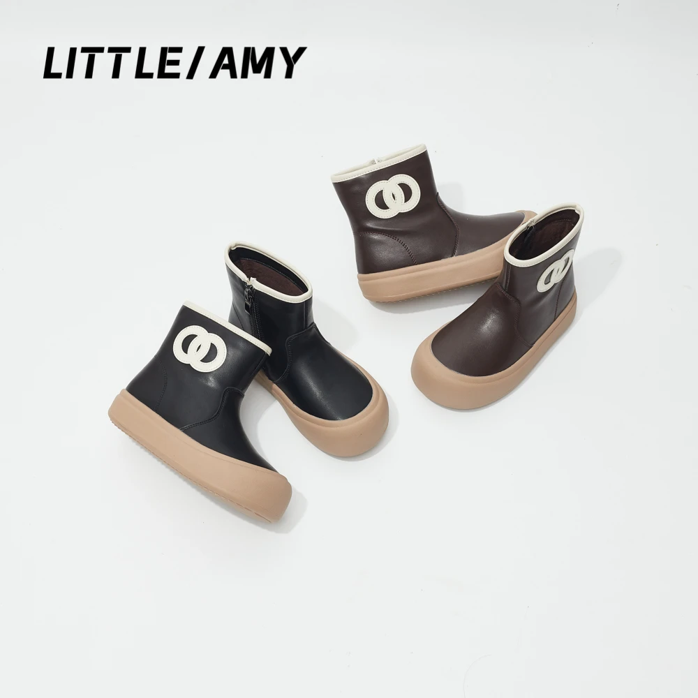 LITTLE AMY/小艾咪   秋冬新款儿童短靴简约百搭甜酷中筒舒适软底