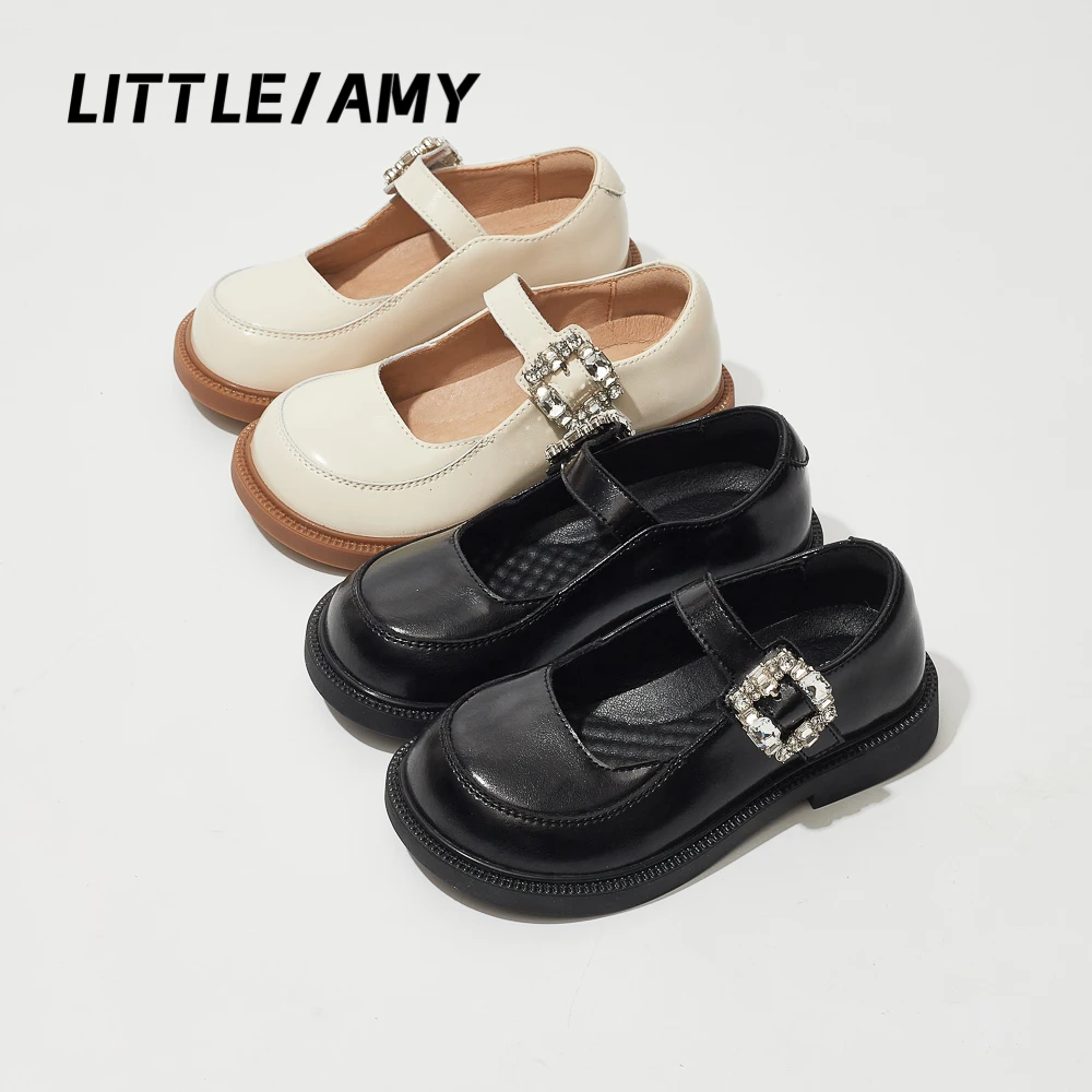 LITTLEAMY/小艾咪 春秋新款儿童皮鞋玛丽珍百搭钻带英伦风女童鞋