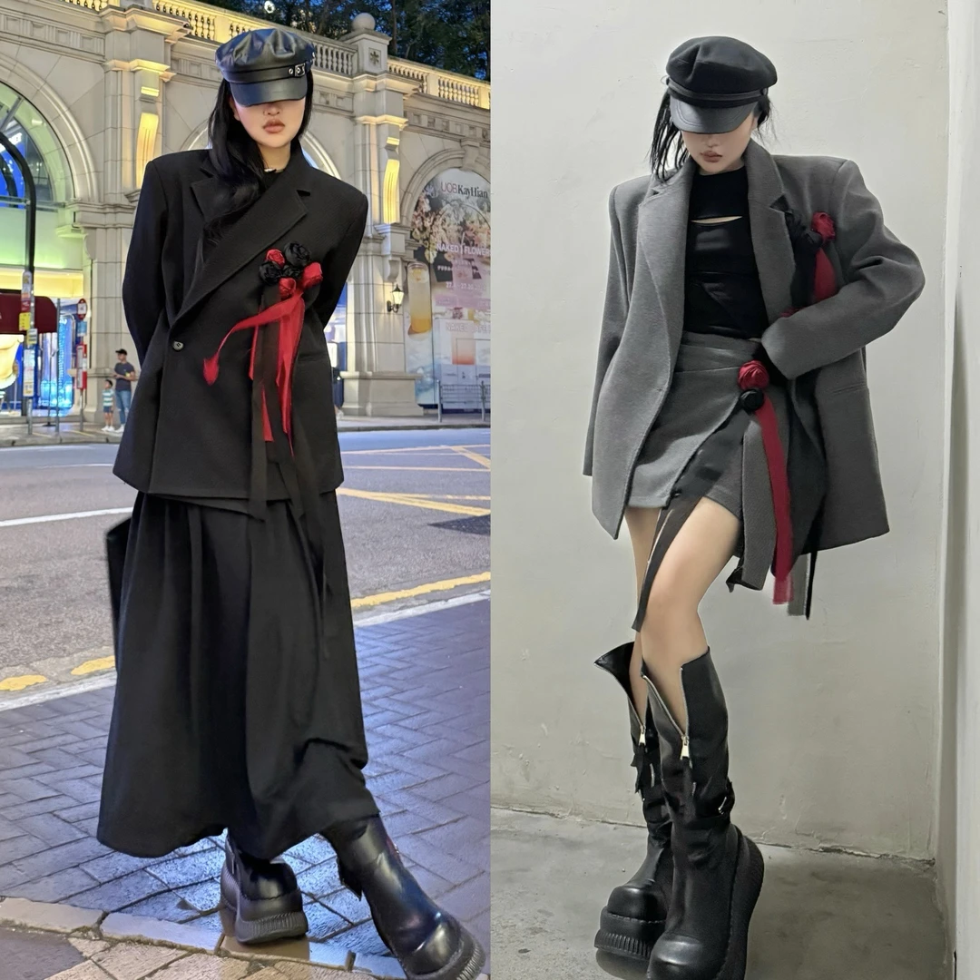 Blackgirl新款【玫瑰西装】 立体玫瑰花暗黑设计感高级定制西装外套