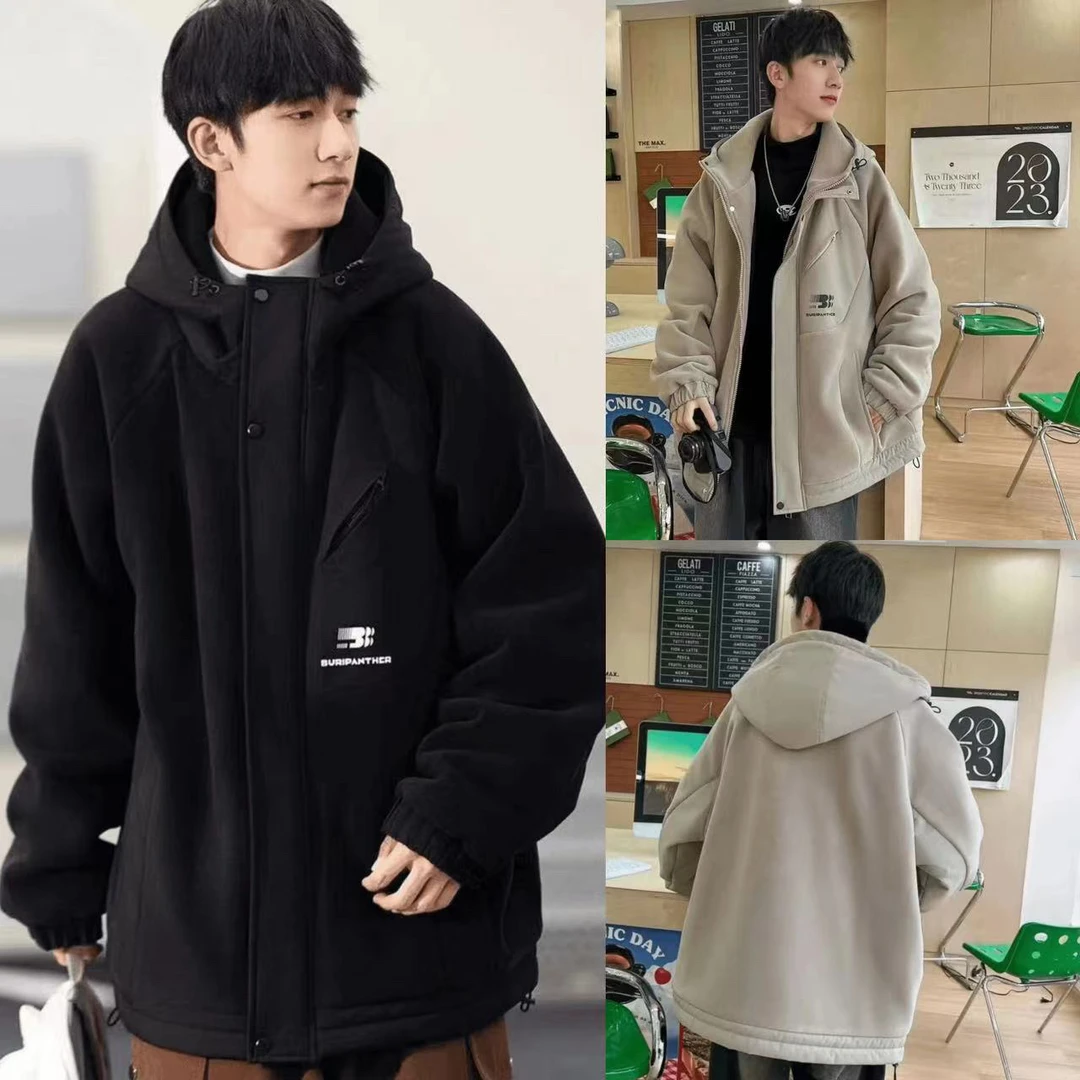 m【夹棉衣】青少年冬季夹棉加绒棉服宽松百搭冲锋衣连帽保暖外套