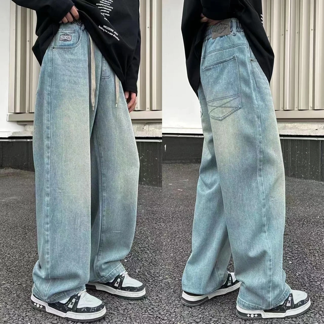 【春款】青少年春季新款潮流浅蓝宽松直筒百搭休闲牛仔裤74990