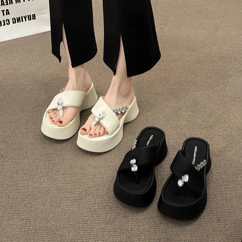 DYYX温州潮牌厚底休闲水钻套趾凉鞋英伦风小众凉拖鞋女