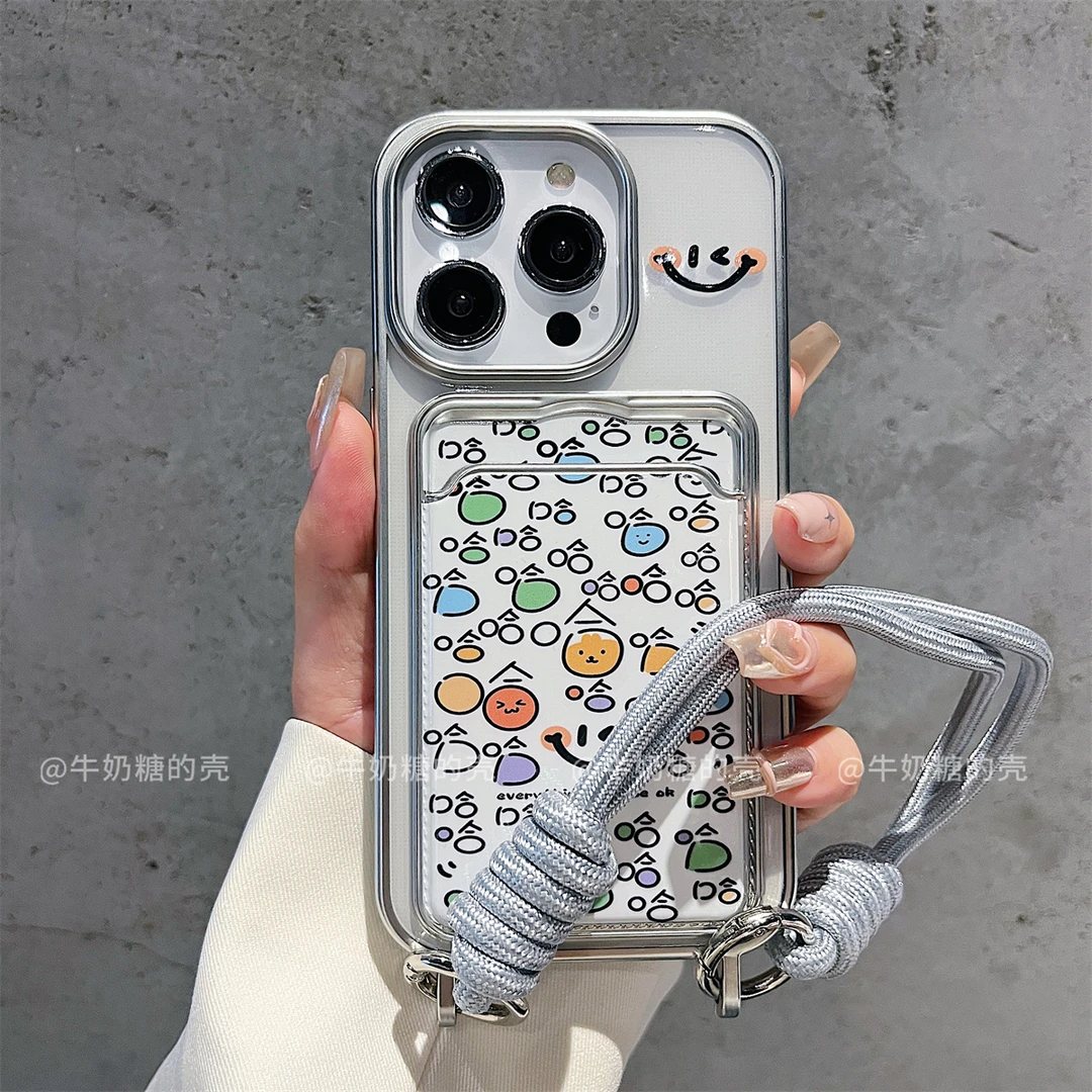 电镀卡包壳适用苹果15/iPhone/华为手机壳14ProMax防摔13保护套12