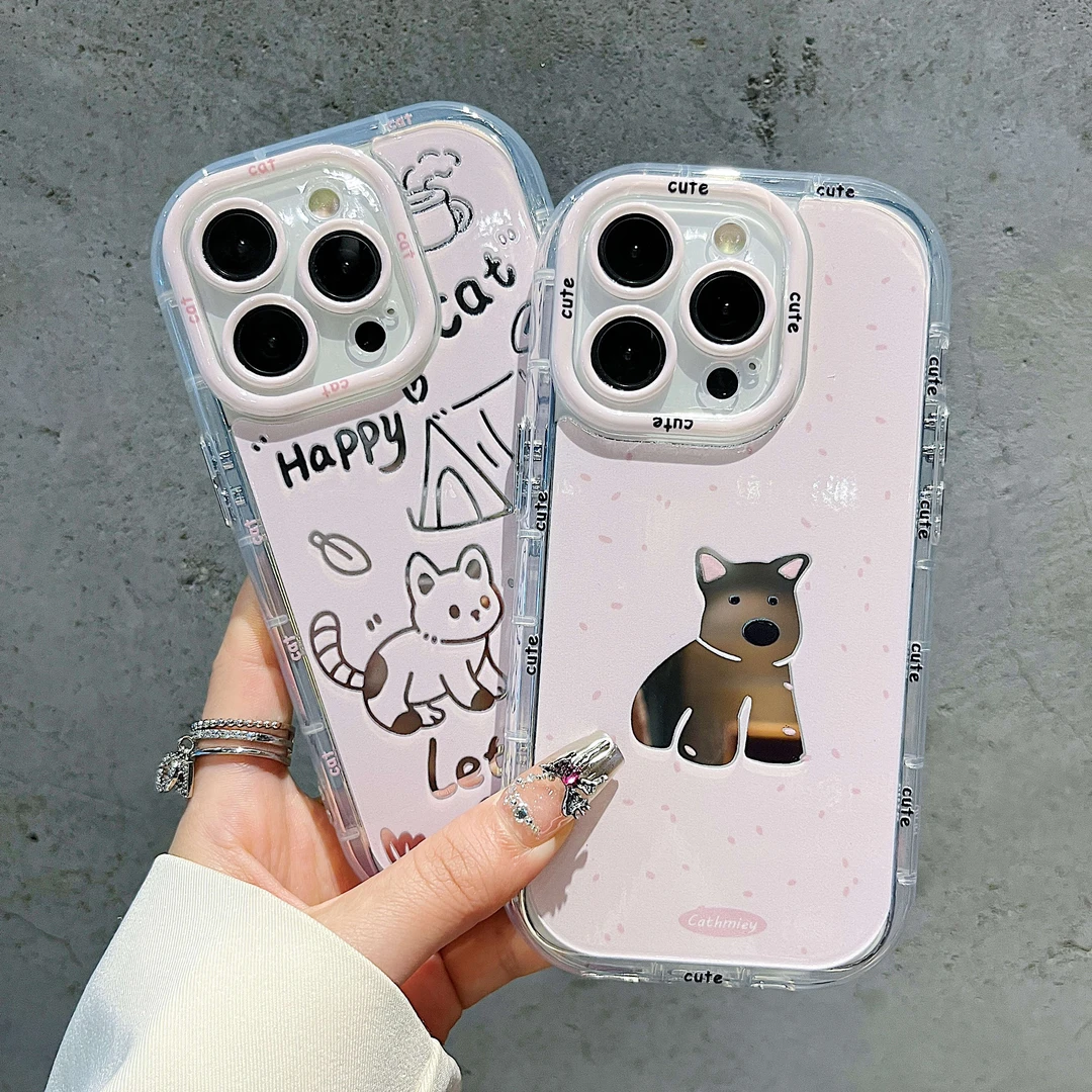 镜面奶油壳适用苹果15/iPhone/华为荣耀/OPPO/VIVO/小米手机壳潮