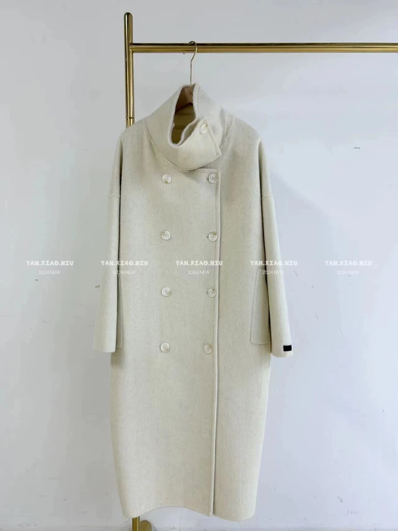 【盈盈专属】高领长款双面呢大衣双排扣休闲宽松百搭秋冬气质