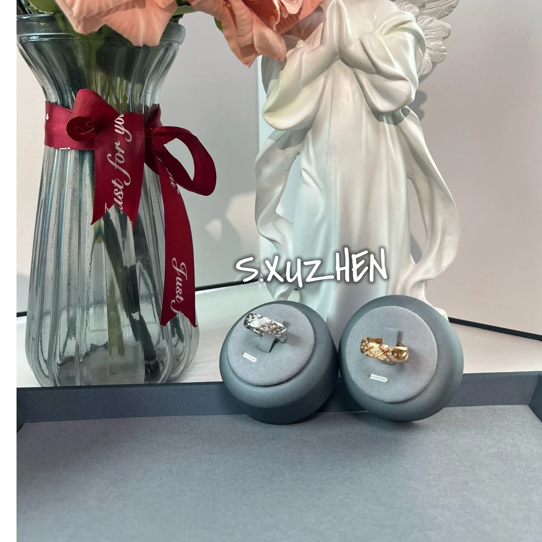 合金戒指 合金合成锆石 宽版菱格戒指