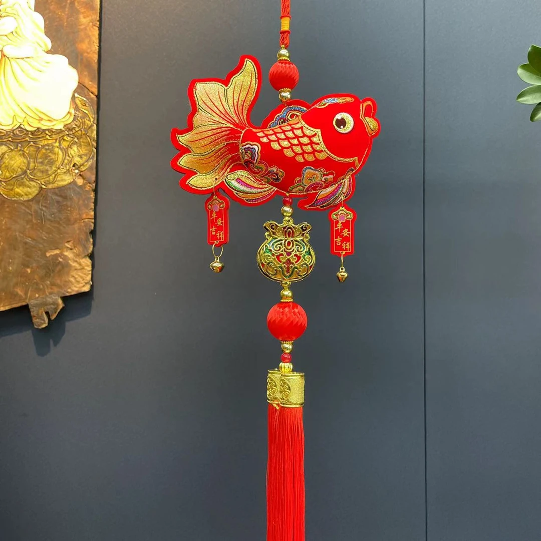 L 中国风高档锦鲤钱袋吉祥大号年年有余挂件背景墙乔迁
