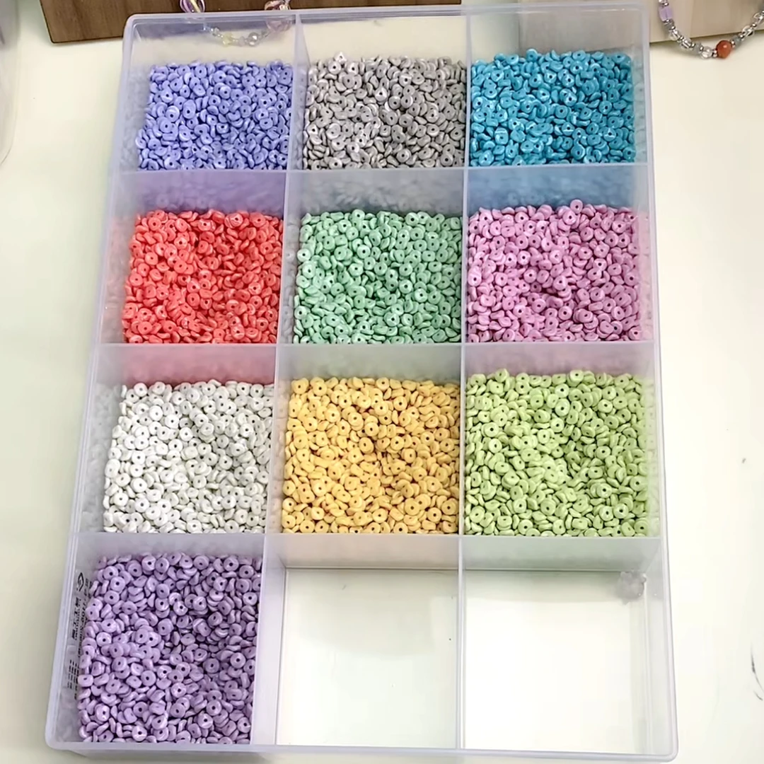DIY饰品配饰 韩国胶定制珠 某阿某拉某善  糖果色小隔珠 通孔