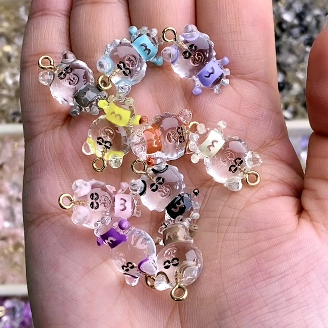 DIY饰品配饰 韩国胶定制珠 小熊吊坠 散珠DIY手作材料