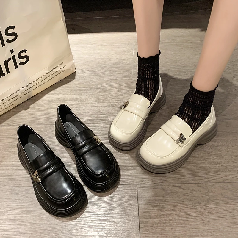 大码乐福鞋41-43码厚底英伦风春秋季学院风复古百搭JK日系小皮鞋