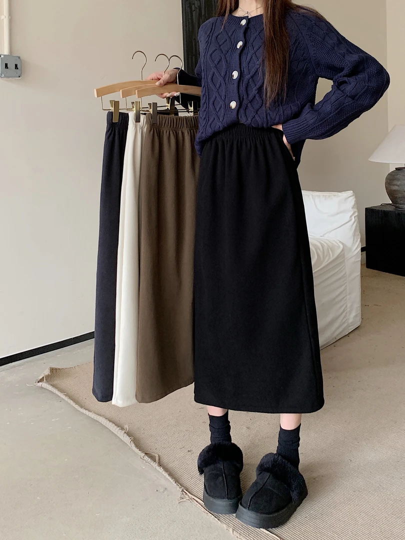 大码微胖胖MM减龄中长款开叉高腰半身裙女装新款设计百搭显瘦裙子