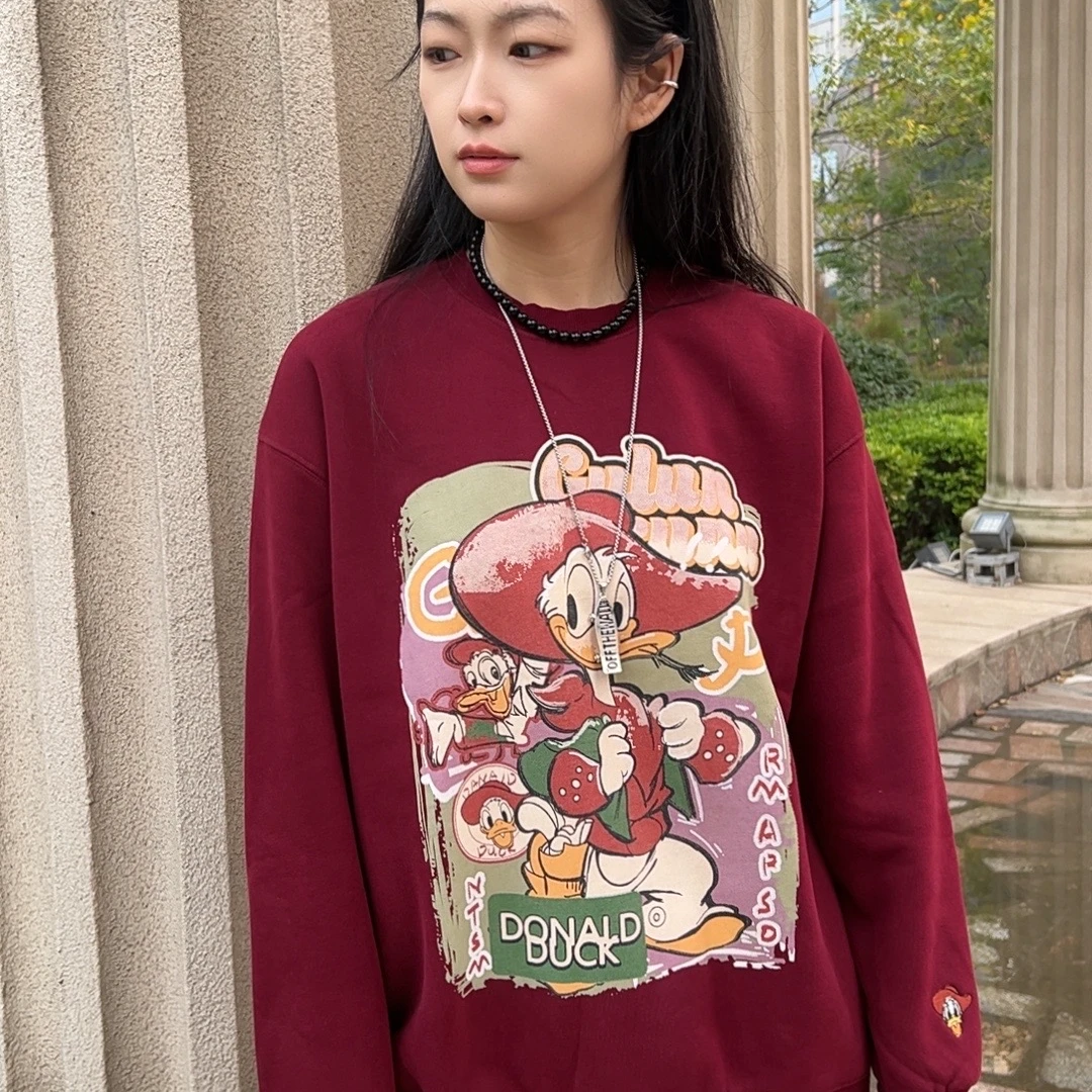 纸袋家秋冬季新款「复古小鸭印花加厚卫衣」08053圆领洋气休闲上衣