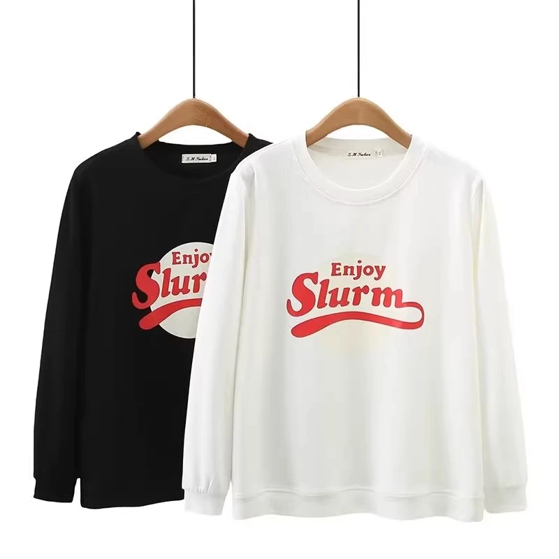 SP780字母印花圆领休闲套头卫衣大码女装春秋长袖上衣百搭显瘦