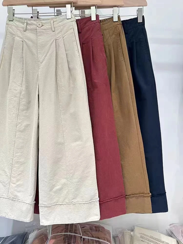 高品质中线阔腿裤女2024早秋爆款宽松百搭设计感显瘦直筒休闲长裤