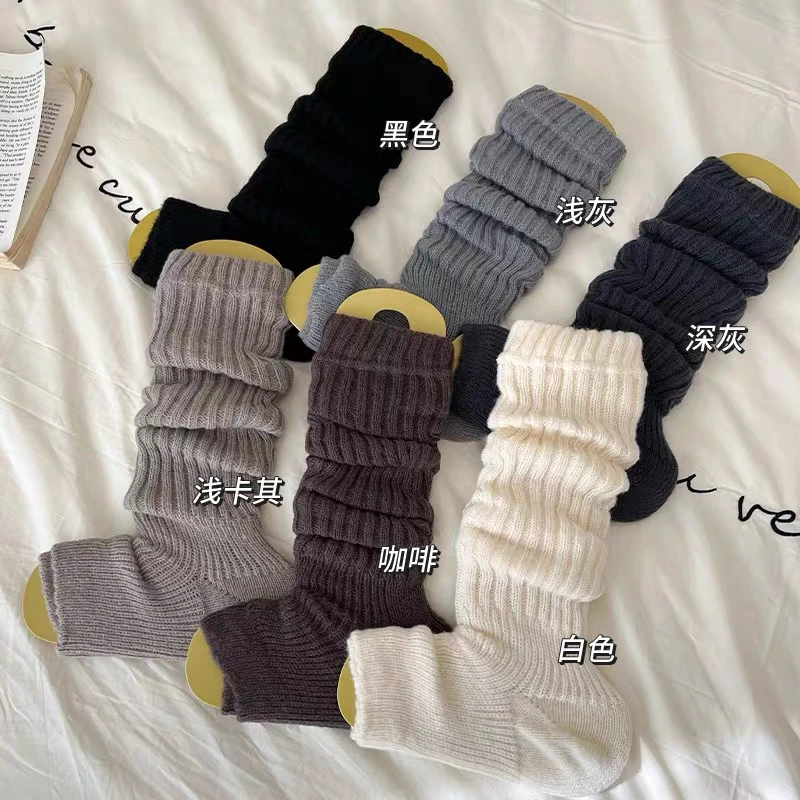 针织袜套堆堆袜春秋款灰色y2k中筒高筒白色踩脚防滑袜套亚文化