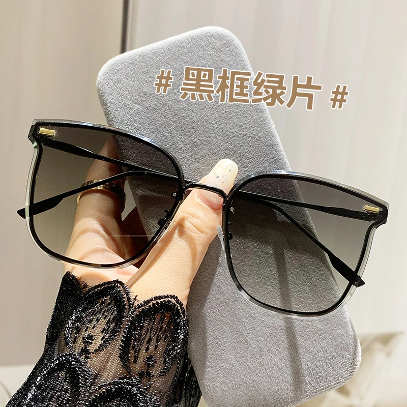 新款网红夏季防晒无框切边高颜值太阳镜女大框防紫外线高清太阳镜