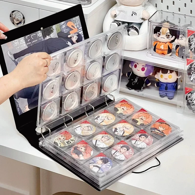 谷子徽章吧唧收纳册58mm75圆形正方形卡册透明高颜值a4活页收藏册