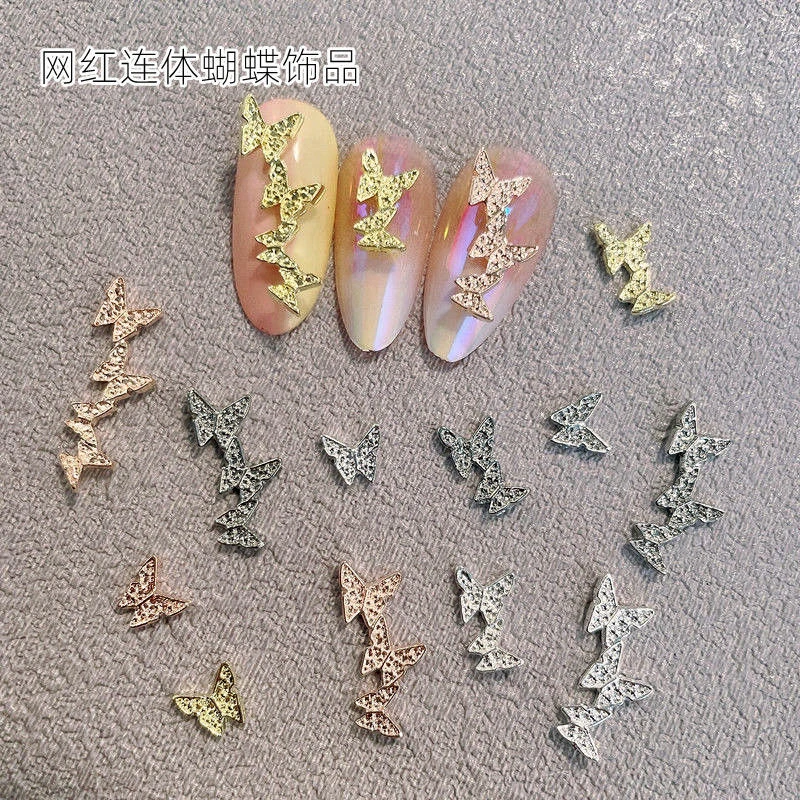 85（合金双蝴蝶）美甲合金款双蝴蝶美甲饰品