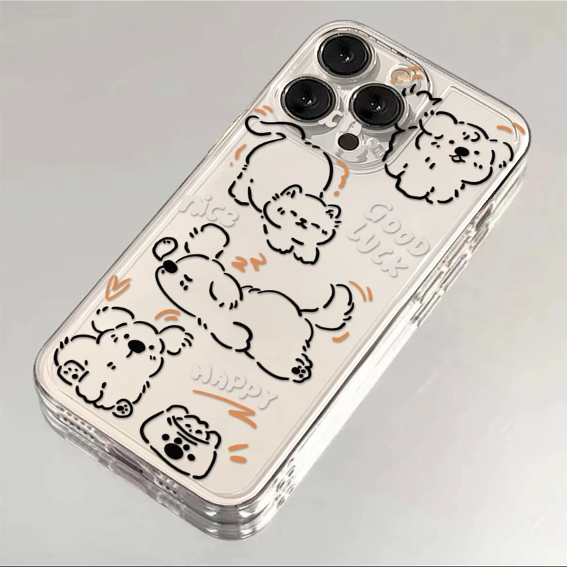 ins简约线条猫狗iPhone15苹果14promax手机壳13/12卡通11XR软壳xs