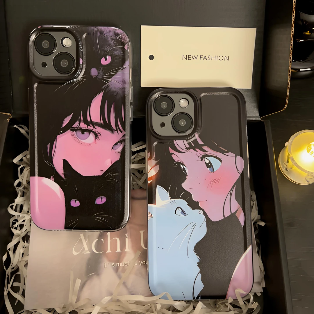 有范壳动漫猫咪少女适用iPhone15苹果13手机壳14华为vivo小米oppo