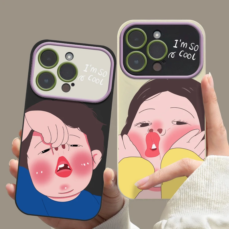 搞怪卡通情侣手机壳14promax苹果13手机壳iPhone11 xs新视窗12/XR