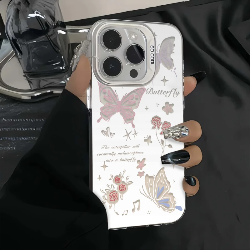 ins蝴蝶花适用iPhone14手机壳15苹果13女11/12华为oppo小米vivo潮