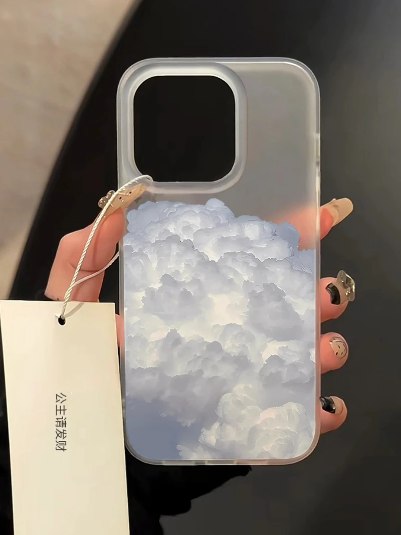 ins小众简约云朵iPhone13promax手机壳14苹果15磨砂11/12软壳xrxs