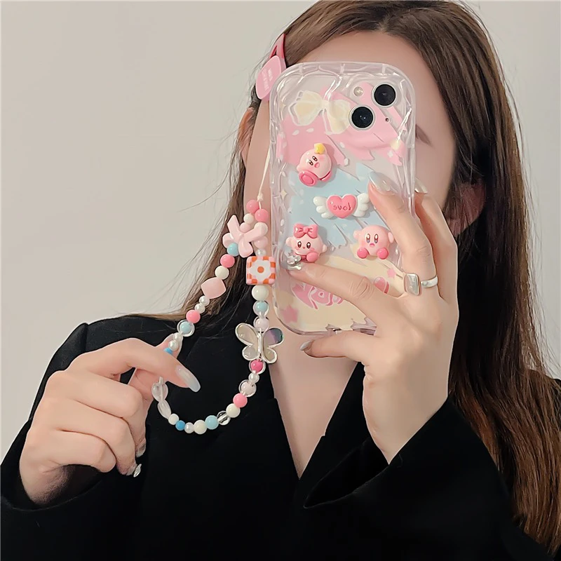 卡通立体星卡比iPhone14手机壳12 13promax苹果11可爱XR/XS链条8p