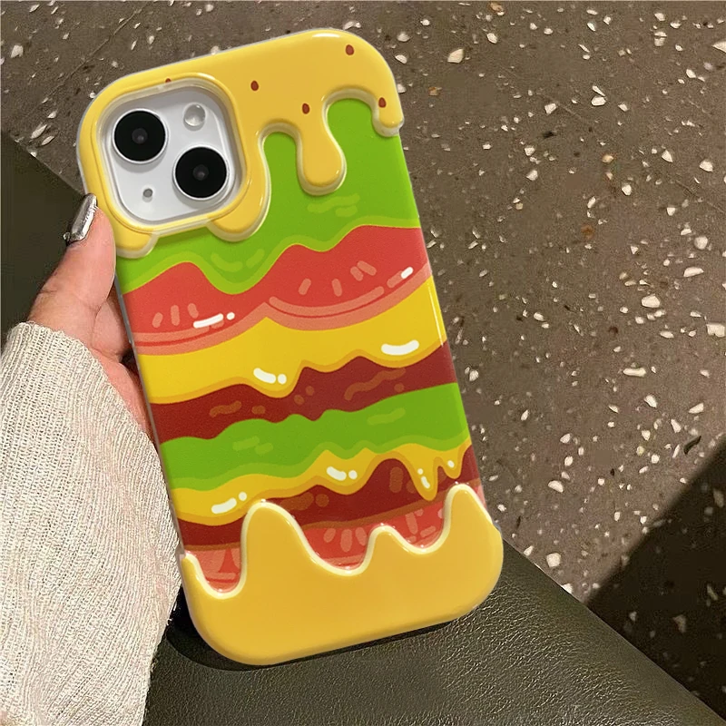 趣味奶油M记汉堡iphone14/12promax苹果13/11手机壳XS XR可爱8p7p