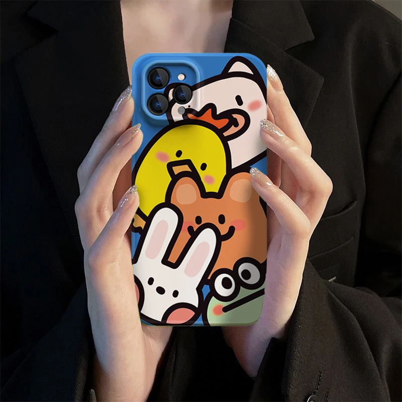 ins卡通小动物iphone14手机壳12promax苹果11/13菲林壳XR/XS硬壳